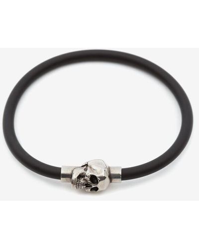 Alexander McQueen Bracelet en corde caoutchouc skull - Noir