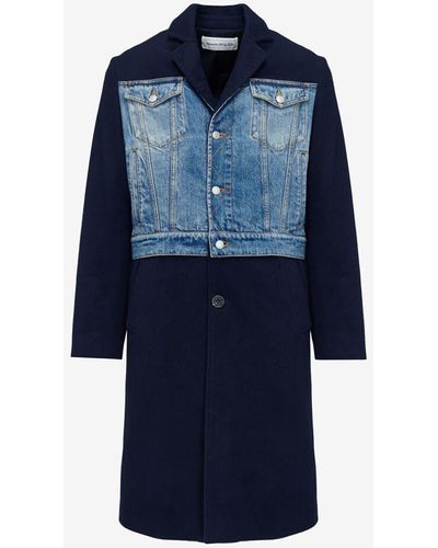 Alexander McQueen Blue Hybrid Overcoat