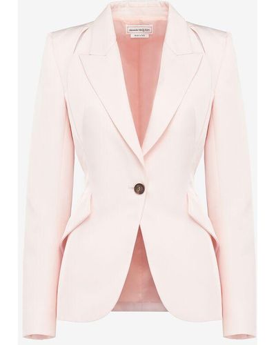 Alexander McQueen Einreihige jacke mit geschlitzten details - Pink
