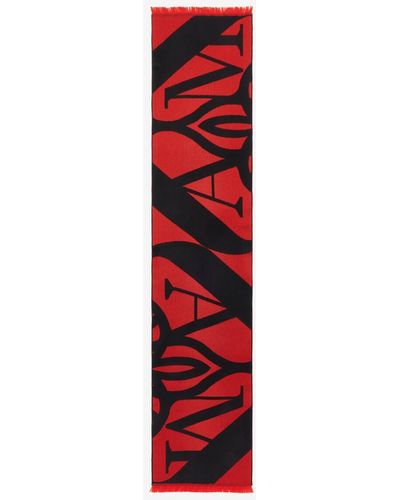 Alexander McQueen Red Exploded Seal Logo Scarf