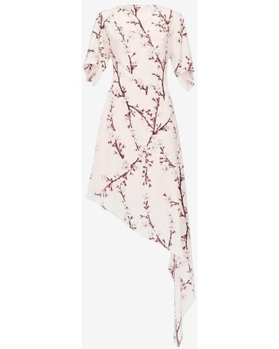 Alexander McQueen Blossom Asymmetric Midi Dress - Pink