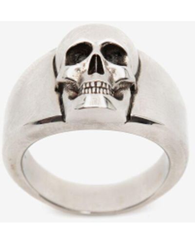 Alexander McQueen Anello con sigillo skull - Metallizzato