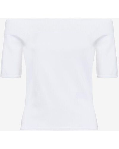 Alexander McQueen Off-the-shoulder Knit Top - White