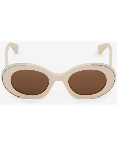 Alexander McQueen White The Grip Oval Sunglasses - Natural