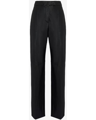 Alexander McQueen Pantalon en cuir taille haute - Noir