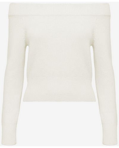 Alexander McQueen White Off-the-shoulder Knit Sweater