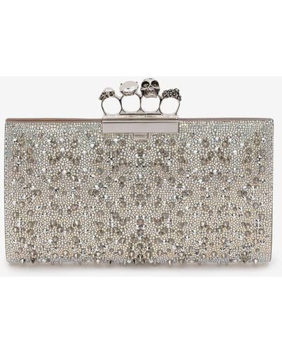 Alexander McQueen Jeweled Flat Pouch - White