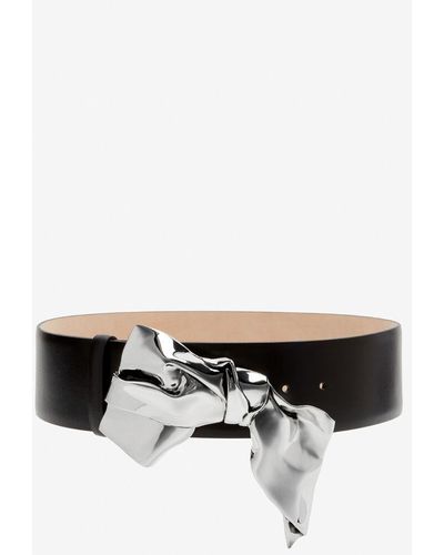 Alexander McQueen Bow-buckle Leather Belt - Black