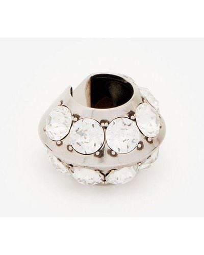 Alexander McQueen Silver Jewelled Hexagonal Ear Cuff - Metallic