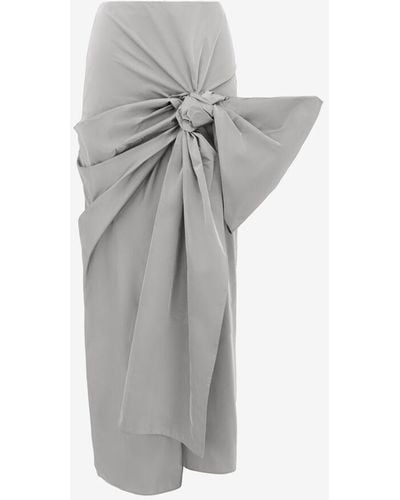 Alexander McQueen Bow Detail Slim Skirt - Gray