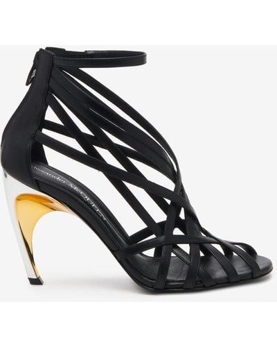 Alexander McQueen Black Armadillo Strappy Sandal