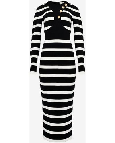 Alexander McQueen Black Striped Pencil Dress