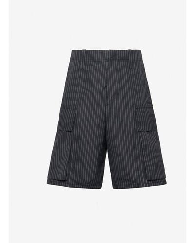 Alexander McQueen Black Pinstripe Cargo Shorts - Gray