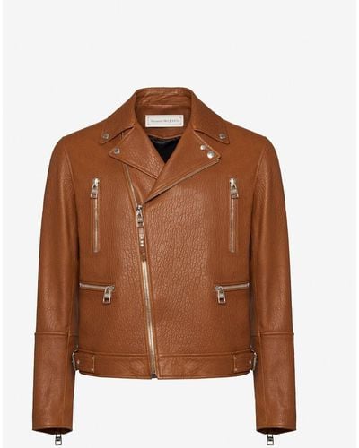 Alexander McQueen Brown Leather Biker Jacket