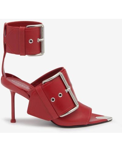 Alexander McQueen Sandali slash con fibbia - Rosso