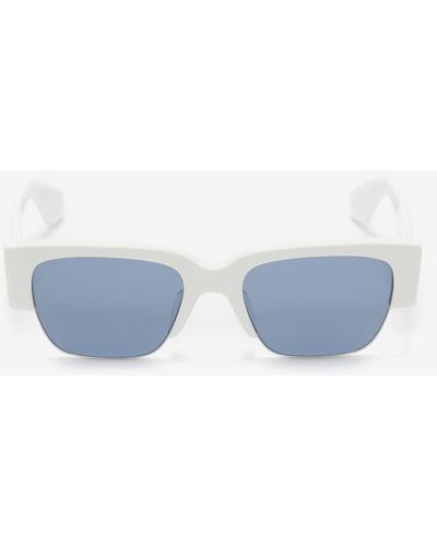 Alexander McQueen White Mcqueen Graffiti Square Sunglasses - Blue