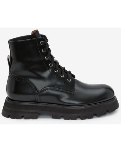 Alexander McQueen Leather Wander Boots - Black
