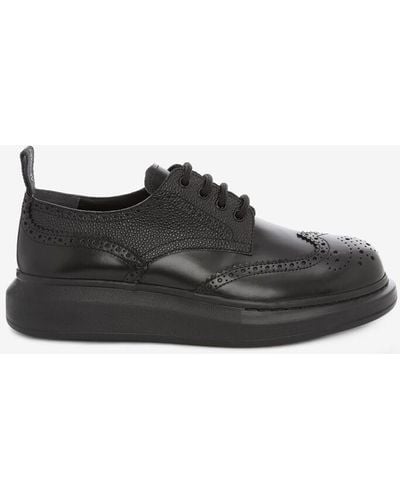 Alexander McQueen Brogue Platform Leather Shoes - Black