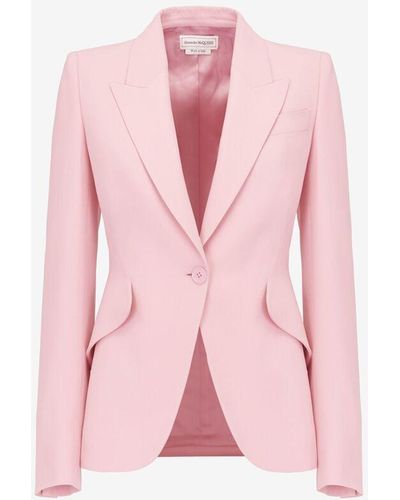 Alexander McQueen Jacke aus blatt-crêpe mit revers-schultern - Pink