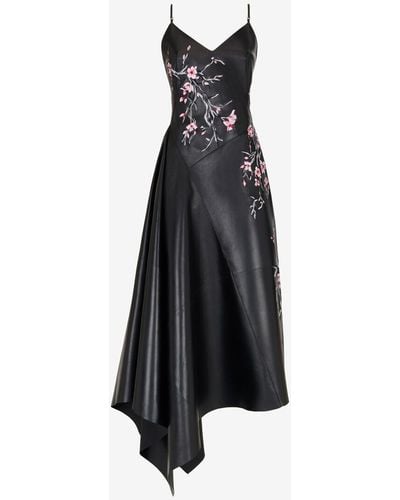 Alexander McQueen Black Blossom Leather Dress