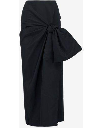 Alexander McQueen Bow Detail Slim Skirt - Black