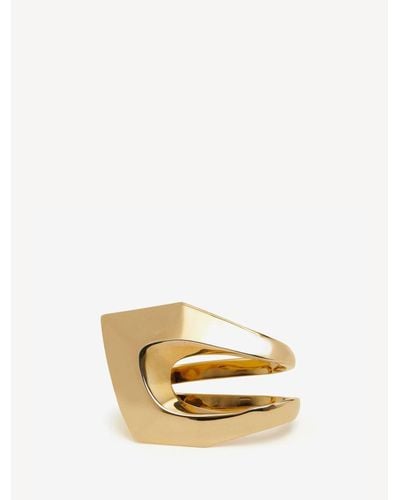 Alexander McQueen Gold Modernist Double Ring - Metallic