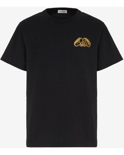 Alexander McQueen T-shirt mit halbem siegellogo - Schwarz