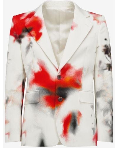 Alexander McQueen White Obscured Flower Single-breasted Jacket