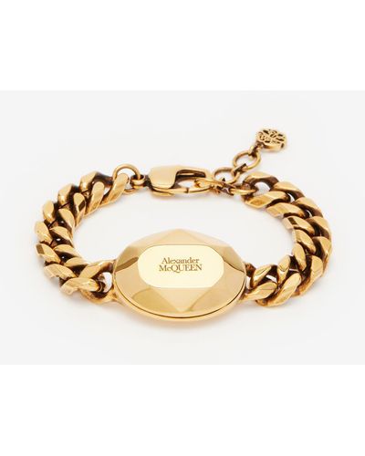 Alexander McQueen Gold The Faceted Stone Chain Bracelet - Metallic