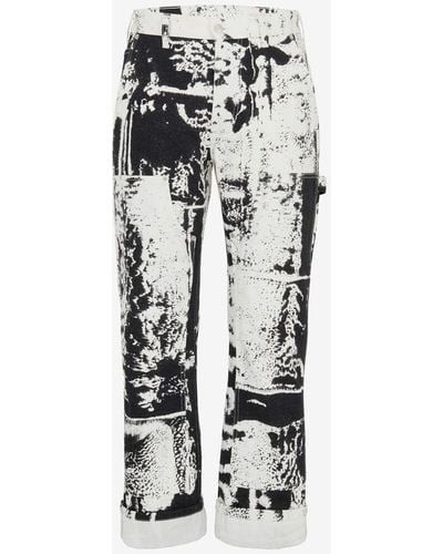 Alexander McQueen Jean crop à imprimé Fold - Blanc