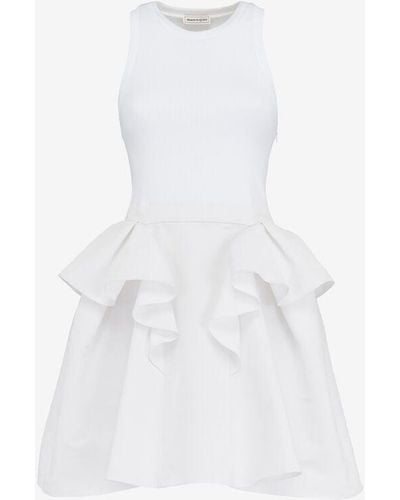 Alexander McQueen White Hybrid Mini Dress