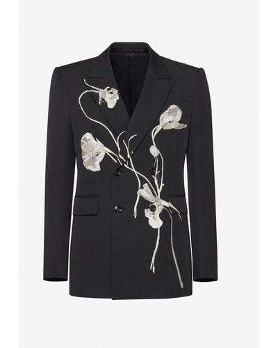 Alexander McQueen Pressed Flower Double-breasted Jacket - Black