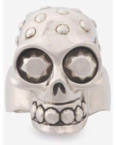 Alexander McQueen Silver The Knuckle Skull Ring - White