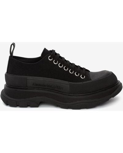 Alexander McQueen Tread exaggerated-sole Canvas Trainers - Black