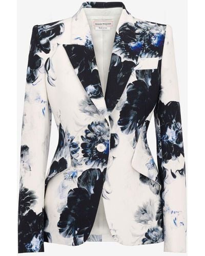 Alexander McQueen Printed Cady Single-breasted Jacket - Multicolour