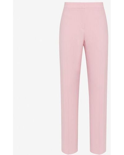 Alexander McQueen Pink Leaf Crepe Cigarette Pants