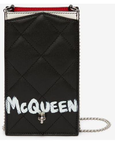 Alexander McQueen Black Mcqueen Graffiti Phone Case With Chain