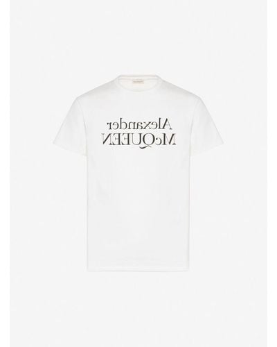 Alexander McQueen T-shirt con logo riflesso - Blu