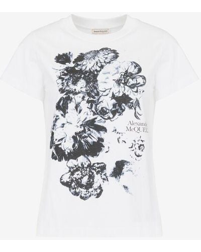Alexander McQueen Alexander MC Queen Weiß gedrucktes T -Shirt mit Logo