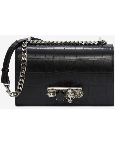 Alexander McQueen Jeweled Satchel In Black