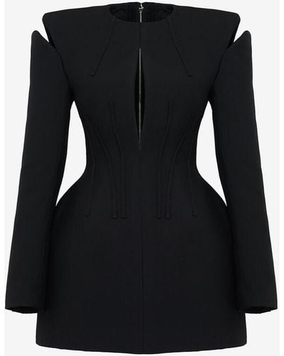Alexander McQueen Lace Detail Slashed Mini Dress - Black