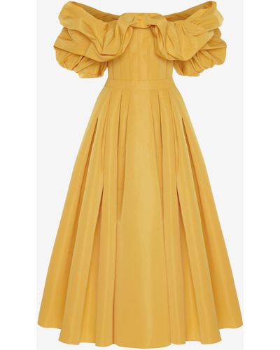 Alexander McQueen Yellow Off-the-shoulder Corset Dress