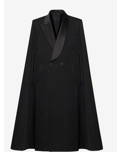 Alexander McQueen Manteau cape ajusté - Noir