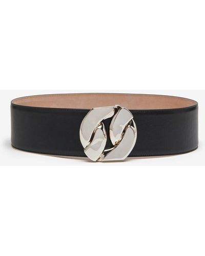Alexander McQueen Cintura in pelle nera con maglie a catena - Nero