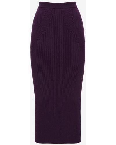 Alexander McQueen Purple Ribbed Pencil Skirt