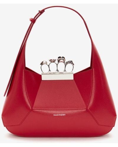 Alexander McQueen Red The Jeweled Hobo Bag