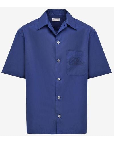 Alexander McQueen Blue Seal Logo Bowling Shirt