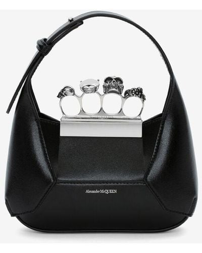 Alexander McQueen The Jeweled Hobo Mini Bag - Black