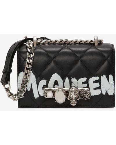Alexander McQueen Black Mini Jeweled Satchel