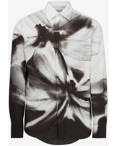 Alexander McQueen Hemd mit dragonfly-shadow-motiv - Grau